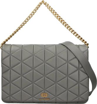La Carrie Grijze Leren Schoudertas - Dames - Handtassen - Grijs - ONE Size - Tassen