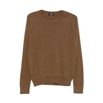 Alpha Studio Jersey de cuello redondo de seda y cachemira - Knitwear - Hombre - Marr&oacute;n - XL
