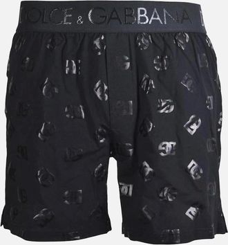 Dolce & Gabbana Mens Rubberised DG Logo Boxer Shorts, Black - Size: 32/33/32