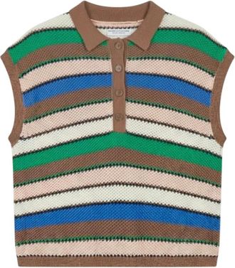 Majestic Filatures Gestreept katoenen poloshirt - Dames - Ronde hals truien - Veelkleurig - XL - Katoen - Truien & Vesten