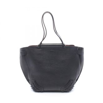 Tod's Black Leather Handbag Tote Bag (Pre-Owned)