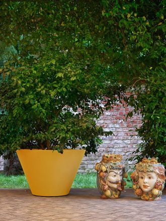 Slide X-pot Verde Lime - &Oslash; 56 / 33 Vaso Decorativo In Polietilene Originale Slide Colorato Giardino Di Design Esterno Interno Bar Ristorante Hotel