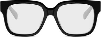 Celine Triomphe 54mm Square Reading Glasses in Shiny Black at Nordstrom