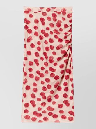 Stella McCartney mesh midi dress raspberry motif ruching