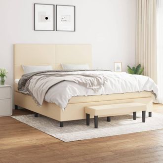 vidaXL Vidaxl - Cama Box Spring Con Colch&oacute;n Tela Color Crema 180x200 Cm