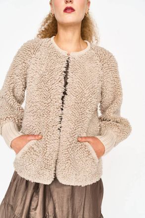 Mirth Fargo Crew Neck Sweater Jacket In Stucco