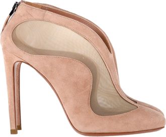 Alaia Azzedine Mesh Ankle Booties in Pink Suede