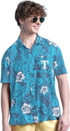 Margaritaville Mens Margaritaville Navy Texas Rangers Palm Shade Party Button-Up Shirt at Nordstrom, Size Xx-Large