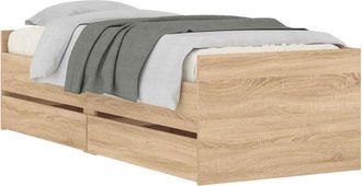 vidaXL Estructura De Cama Con Caj&oacute;n Roble Sonoma Madera De Pino Macizo Vidaxl