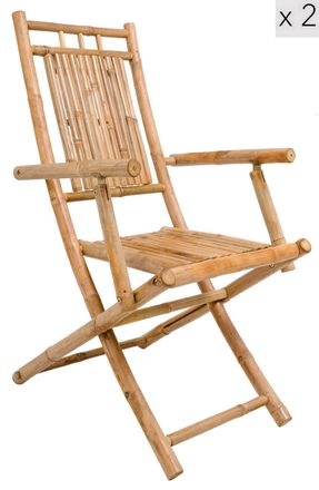 Nordlys Set of 2 Solid Bamboo Chairs in Brown
