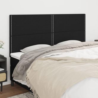vidaXL Cabeceros 4 Unidades De Tela Negro 100x5x78/88 Cm Vidaxl