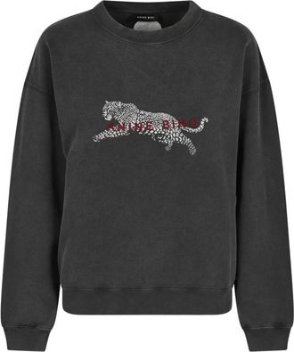 Anine Bing Spencer Sweatshirt Leopard - Dames - Sweatshirts - Zwart - XS - Katoen - Hoodies & sweatvesten