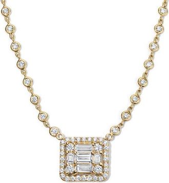 Mindi Mond Clarity&sup3; All Diamond Halo Cube 18K Yellow Gold Pendant Necklace at Nordstrom, Size 17