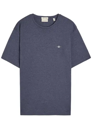 GANT Logo-embroidered Cotton T-shirt - Blue - Xxl