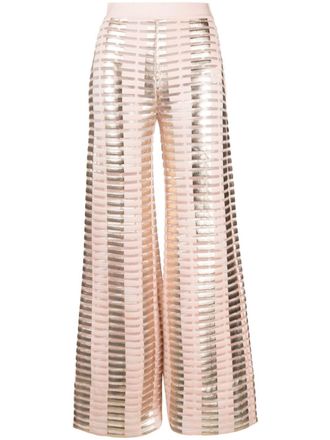 Genny Pantaloni svasati con effetto metallizzato - Rosa