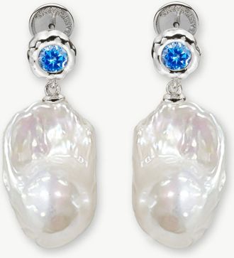 Classicharms Skyler Freshwater Baroque Pearl Drop Earrings in Silver/blue at Nordstrom