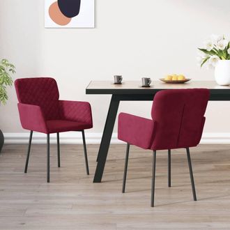 vidaXL Vidaxl - Sillas De Comedor 2 Unidades Terciopelo Rojo Tinto
