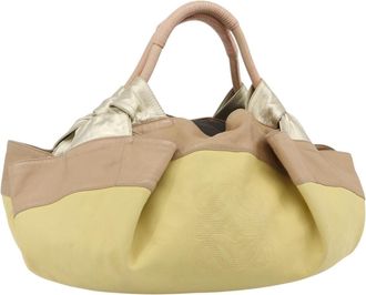 Loewe Anagram Logo Nappa Aire Hand Bag Leather Yellow Leather Handbag (Pre-Owned)