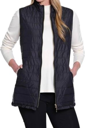 Multiples Quilted Long Vest In Black