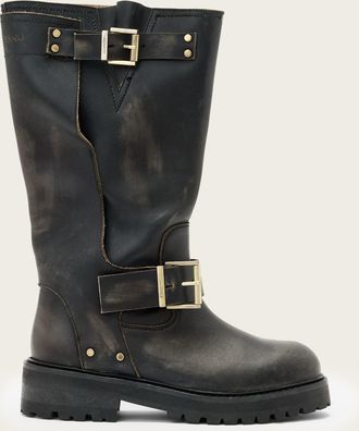 AllSaints Leather Tay Leather Biker Boots, Size: UK 6/US 9/EU 39
