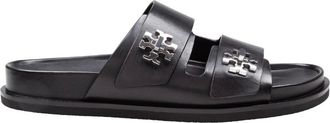 Tory Burch Schoenen, Dames, Zwart, 37 1/2 EU, Leer, Turnlock Sport Slide
