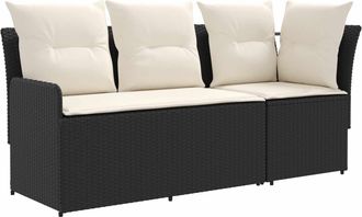 vidaXL 2 Uds. Sof&aacute; De Jard&iacute;n Con Brazo Y Sof&aacute; En Esquina Negro Y Crema Vidaxl