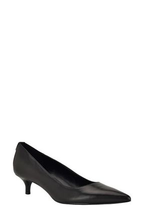 Calvin Klein Roxanna Pointed Toe Pump in Black Leather at Nordstrom, Size 6.5