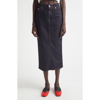 Givenchy Kick Back Denim Midi Skirt in Dark Blue at Nordstrom, Size 6 Us