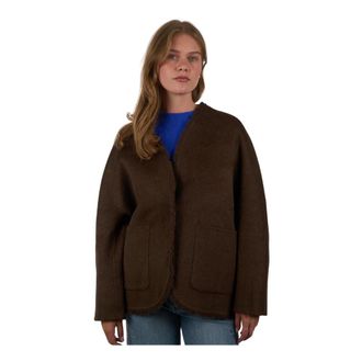Jcsophie Jassen, Dames, Bruin, S, Wol, Felted Boxy Jacket