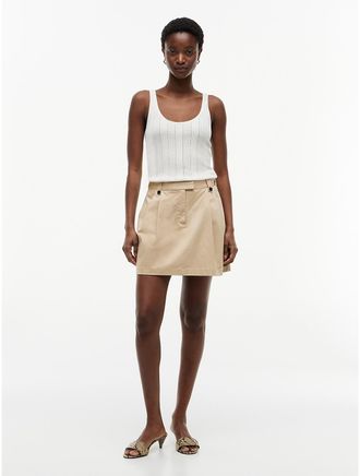 Tommy Hilfiger Womens Pleated Stretch Chino Mini Skirt - Beige - 4