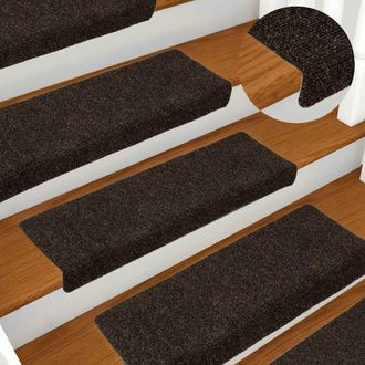 vidaXL Vidaxl - Tappetini Per Scale Autoadesivi 15 Pz 65x21x4 Cm Marrone Scuro Bordo Rettangolare