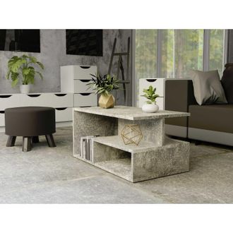 Topeshop Sienne - Mesa Baja - Estilo Industrial - Imitaci&oacute;n Hormig&oacute;n -90x51x43 Cm - Mesa Baja