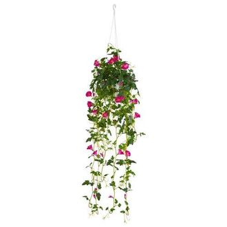 Nearly Natural 30-in Petunia Hanging Basket Artificial Plant in Purple at Nordstrom