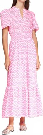 Vilagallo Dress Leila Ikat Fluor Rosa In Pink