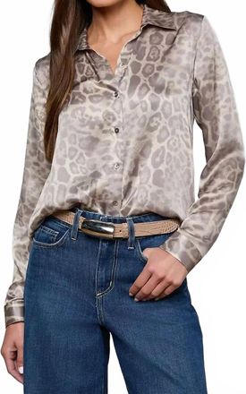 L'agence Tyler Long Sleeve Blouse In Grey Multi Patch Leopard