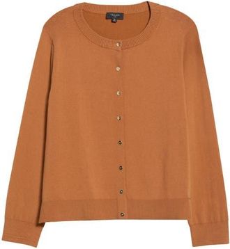 Tahari by ASL Front Button Cardigan in Toffee at Nordstrom, Size 1X