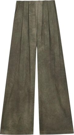 Cortana Opalo Wijde Broek - Dames - Wijde Broeken - Groen - XL - Leer - Broeken