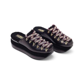Hogan Platform Lace-Up Slipper - Black