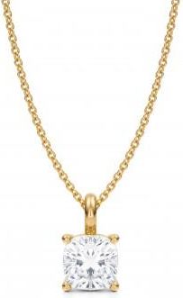 Allurez Cushion Lab Diamond 4-Prong Necklace 14K Yellow Gold (1.50ct)