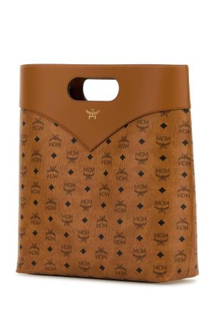 MCM Mens Printed Canvas Shopping Bag Cognac Borse A Mano