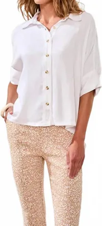 Tribal Elbow Sleeve Blouse In White