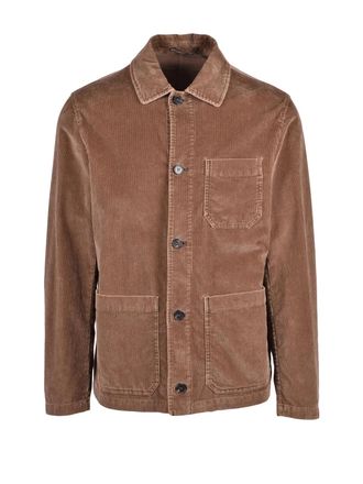 Slowear Brown Stretch Cotton Velvet Shirt Jacket