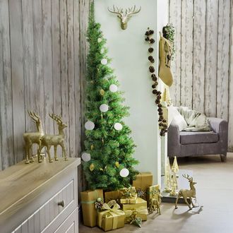 Dmora Dmora - Sapin De No&euml;l Aosta, Sapin Artificiel Extra &Eacute;pais &Agrave; Demi-mur, V&eacute;ritable Sapin Effet Pvc, 361 Branches, Hauteur 180 Cm