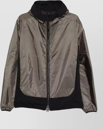Moncler hooded silk nylon coat elastic cuffs