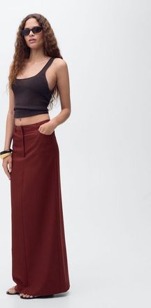 Mango Gonna lunga matita spacco bordeaux - Donna - XL - MANGO