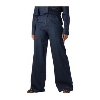 Ibana Jeans, Dames, Blauw, S, Wol, Wijde Donkerblauwe Jeans voor Herfst en Winter