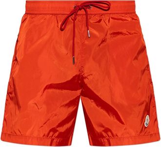 Moncler Logo Patch Zwemshorts - Heren - Strandmode - Rood - M - Nylon - Badmode