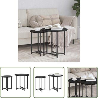 vidaXL Stile industriale - Set tavolini 2 pcs Rovere Nero