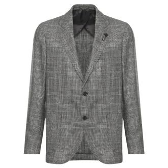 Lardini Prince of Wales Jas - Heren - Jassen - Grijs - Maat: XL Wol