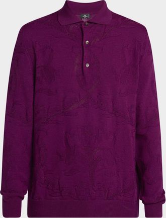 Etro Men & apos;s Large Paisley Jacquard Crewneck Sweater